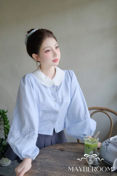 BABY BLUE LINEN TOP